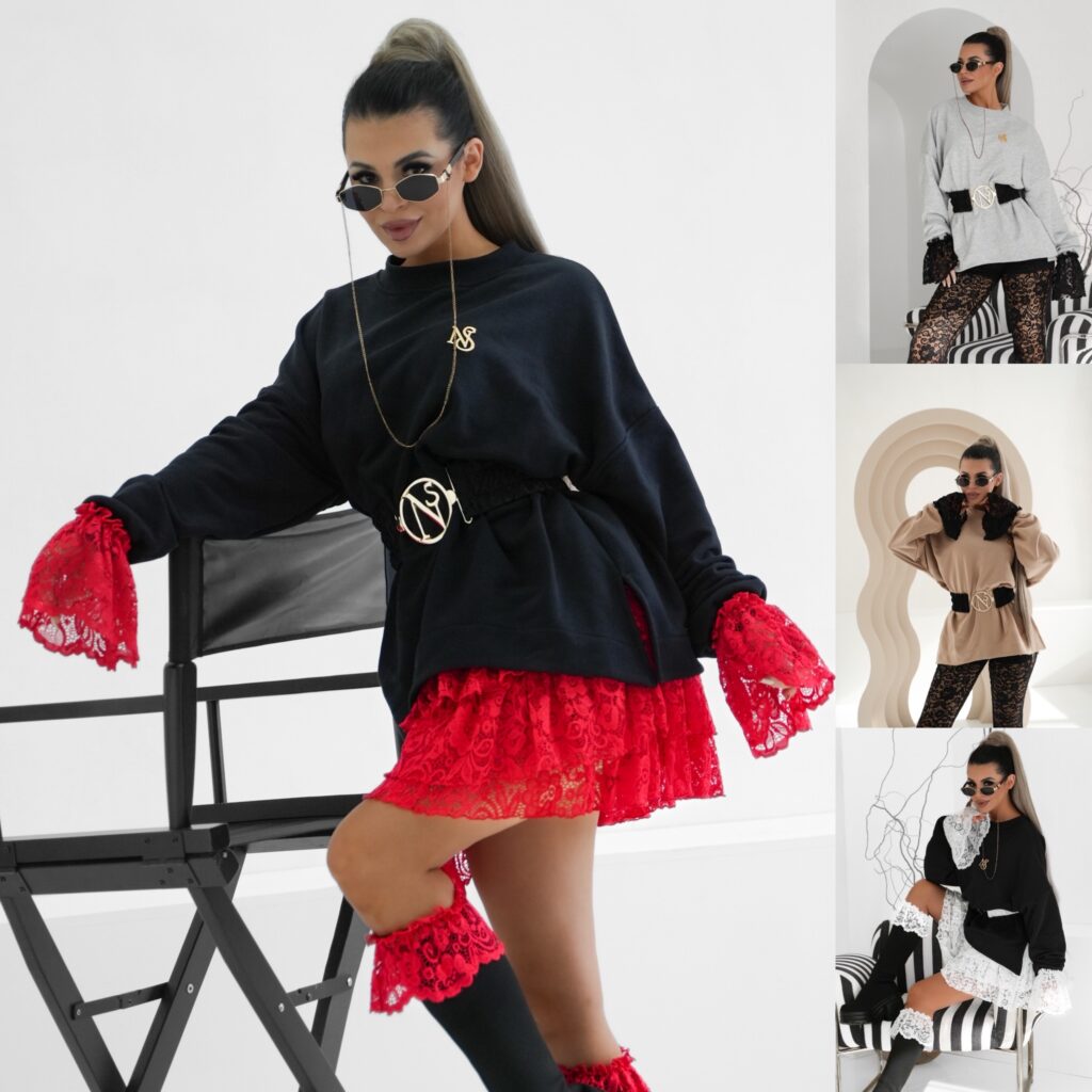 Bluza CHERRY LACE z dodatkami w 3 kolorach