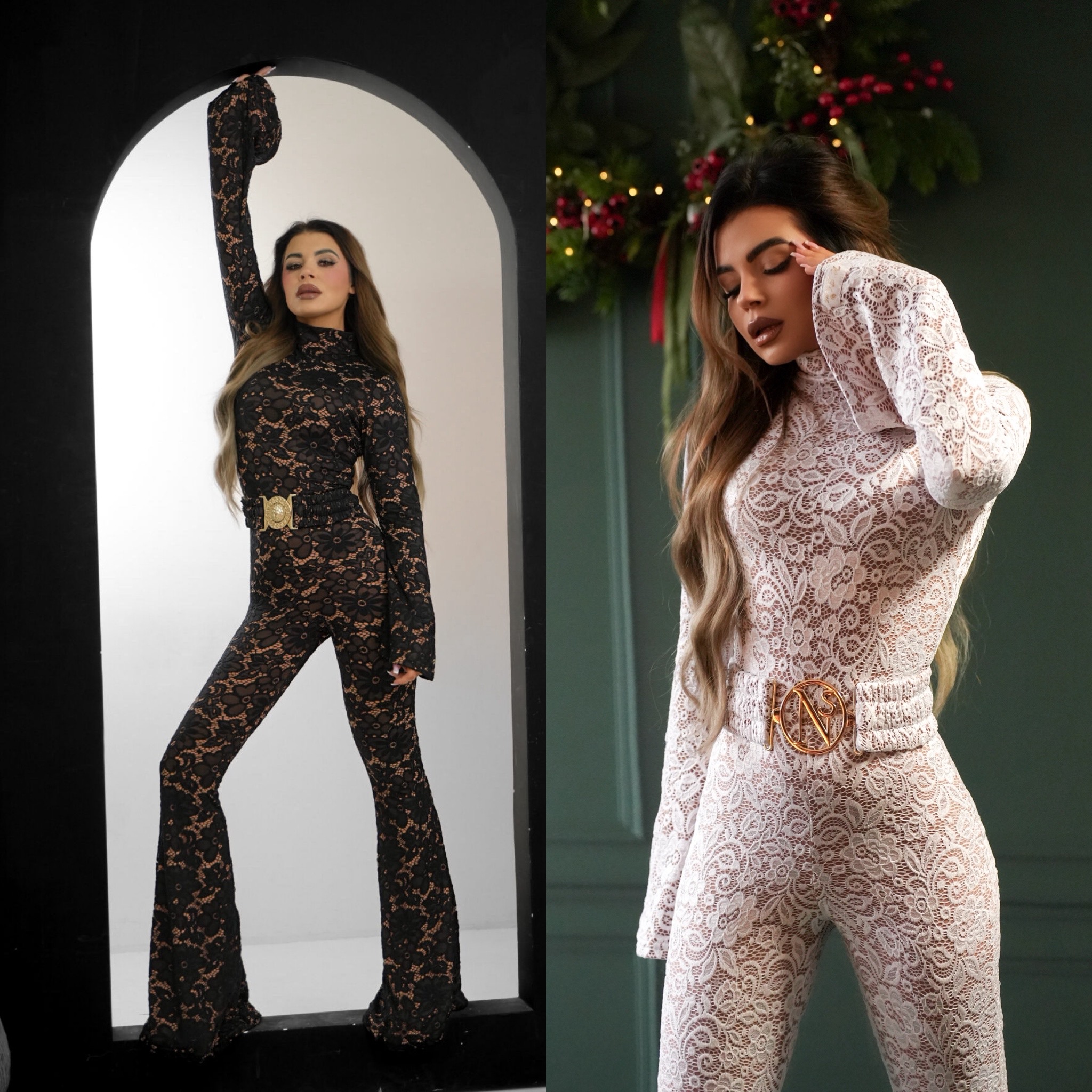 BELLS KOMBINEZON koronkowy z paskiem 3 kolory