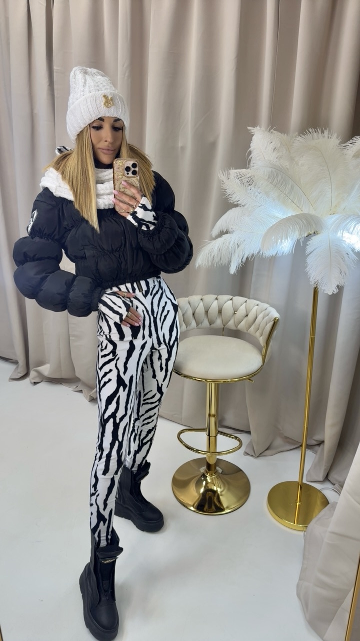 KOMPLET CZAPKA+KOMIN kolor czarny i biały - obrazek 2