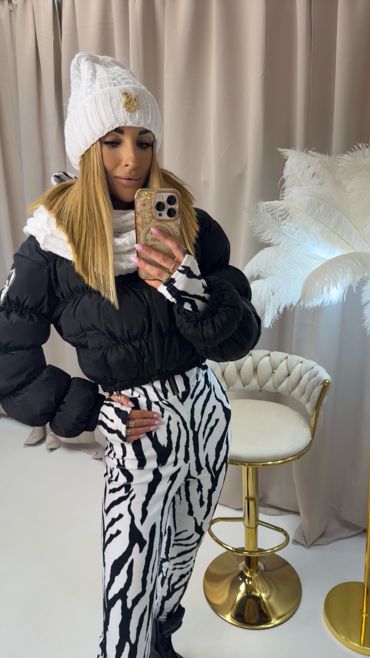 KOMPLET CZAPKA+KOMIN kolor czarny i biały - obrazek 3