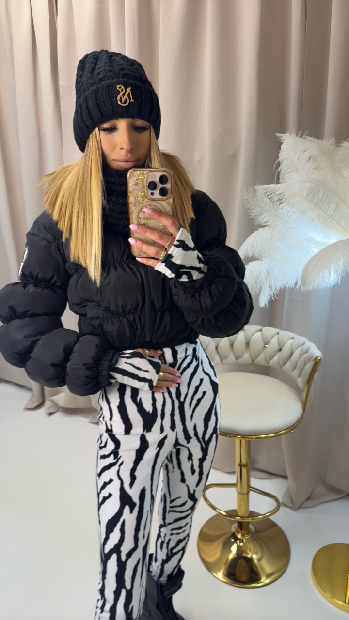 KOMPLET CZAPKA+KOMIN kolor czarny i biały - obrazek 5