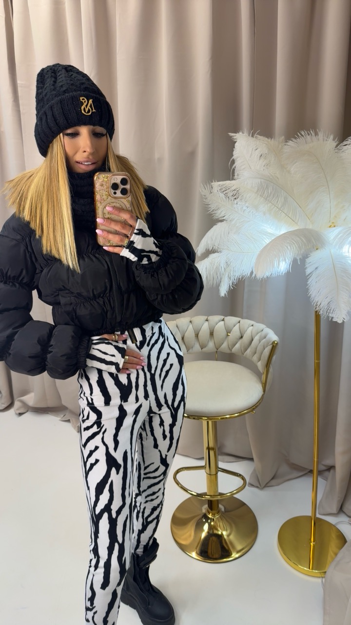 KOMPLET CZAPKA+KOMIN kolor czarny i biały - obrazek 6