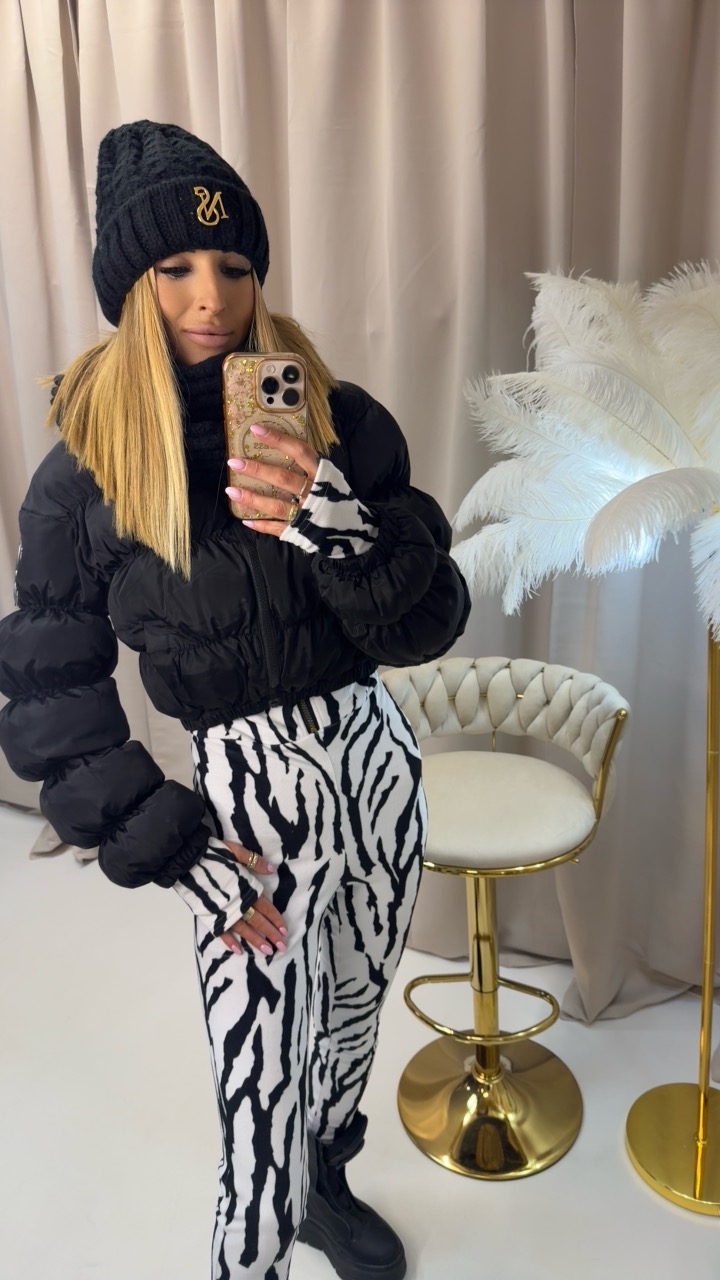 KOMPLET CZAPKA+KOMIN kolor czarny i biały - obrazek 7