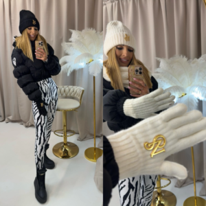 KOMPLET CZAPKA+KOMIN+RĘKAWICZKI kolor czarny i kemowy